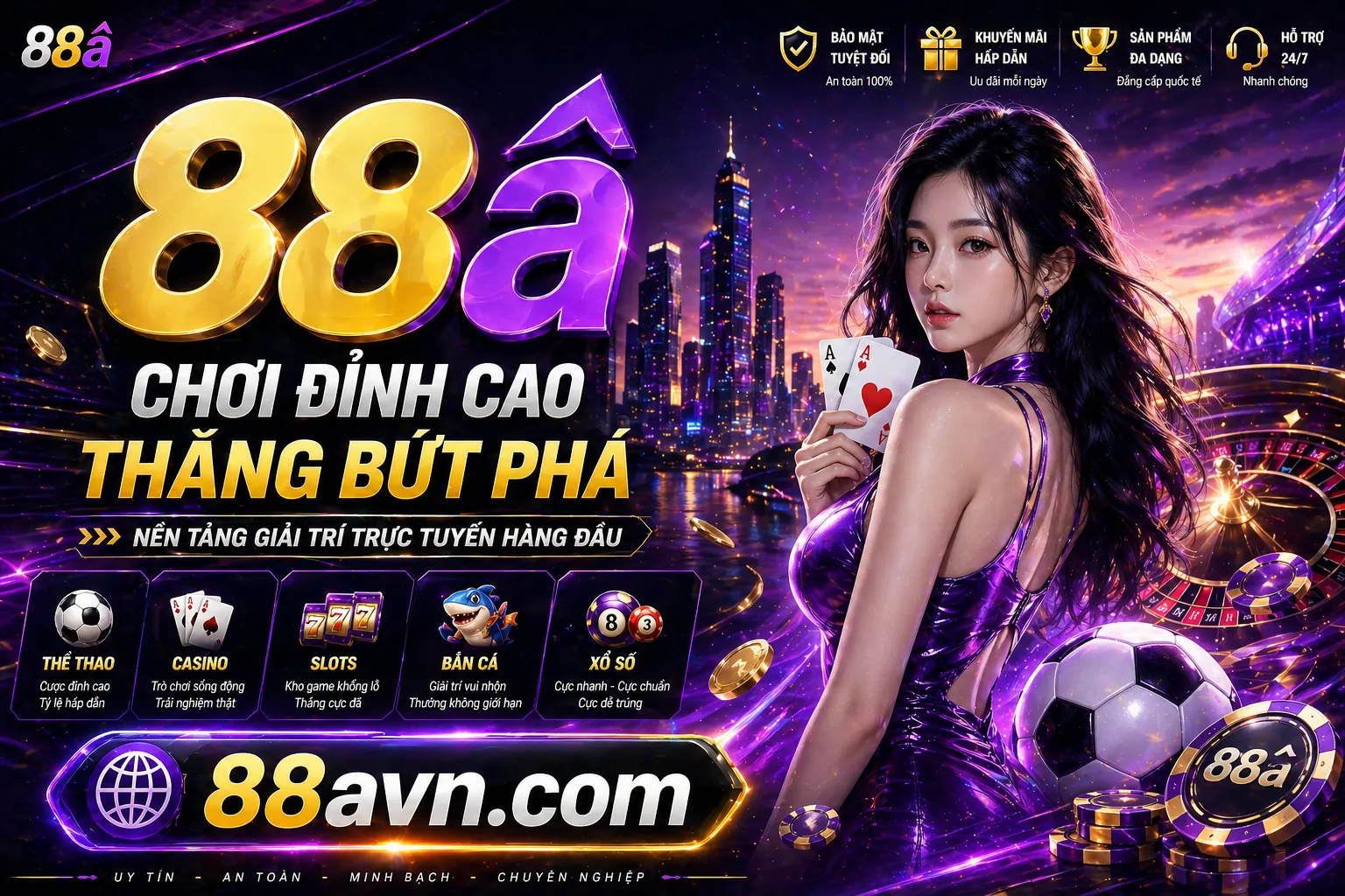 Hình ảnh thành phố về đêm sôi động với logo tải 888aa